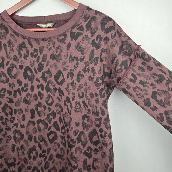 PEYTON JENSEN Leopard‎ Print Fleece Lined Sweater Brown Black Womens Size S - Picture 2 of 9